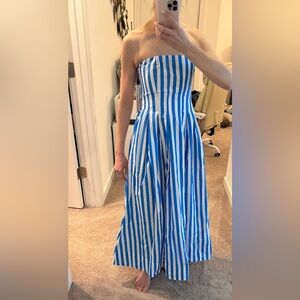 Aqua Vibrant Blue and White Dress